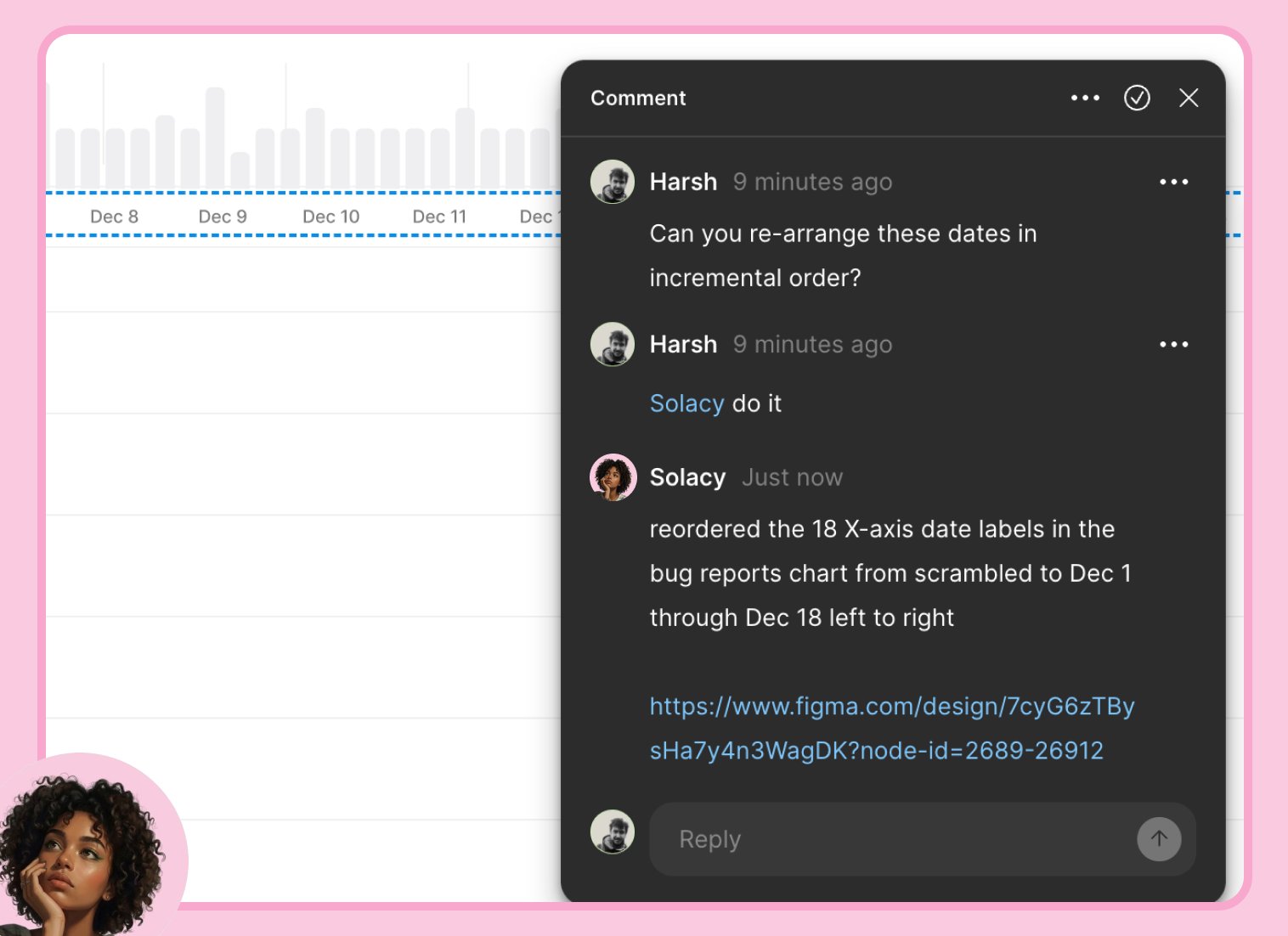 Solacy replying in Figma